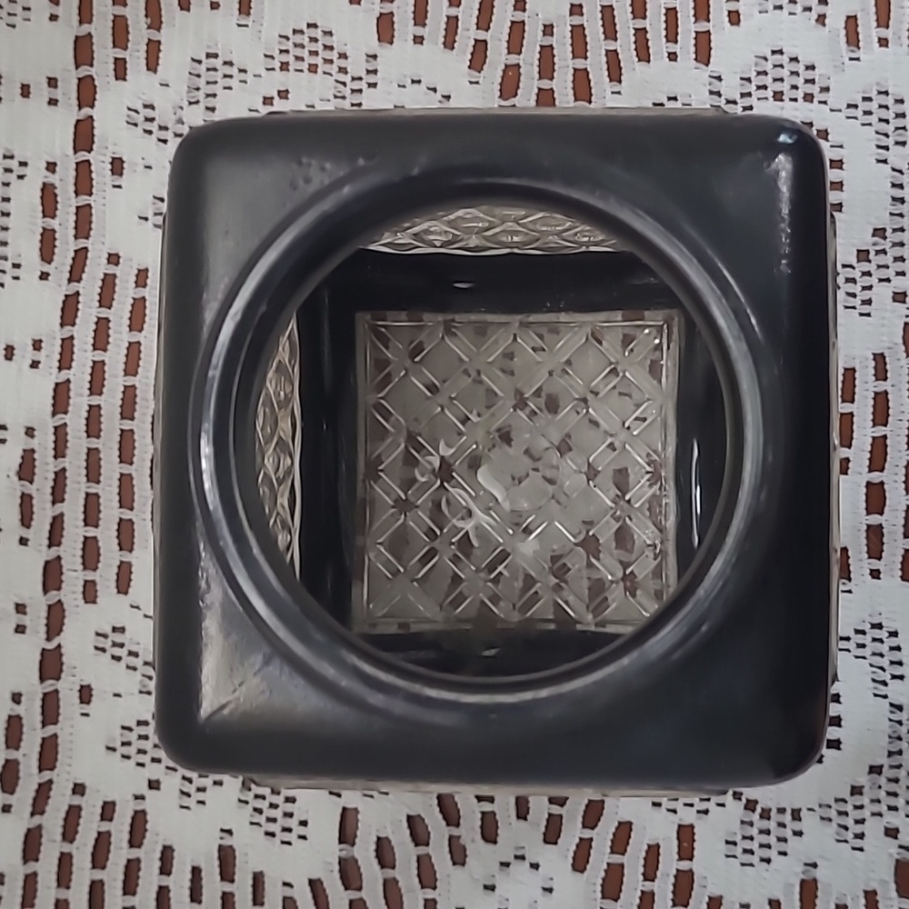 Black Enameled and Clear Glass Square Porch Light Cover - Picture 3 of 8